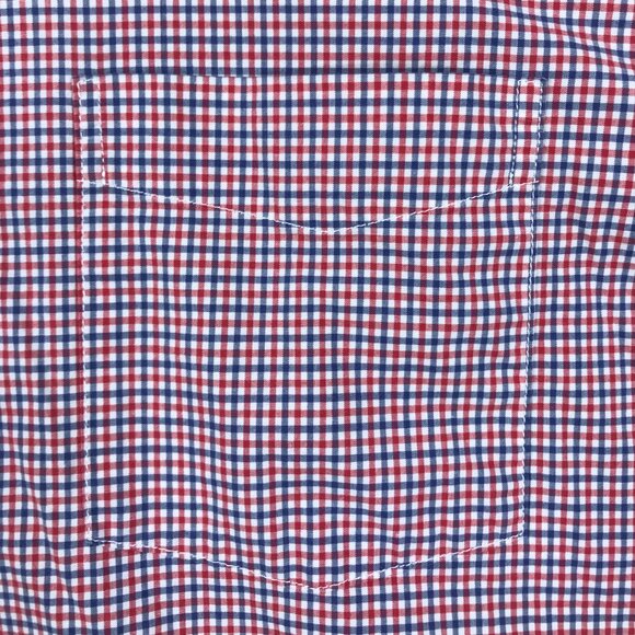 Gap Untucked Shirt Men's XL Red White Blue Check Button Down Long Sleeve Stretch - Picture 5 of 12